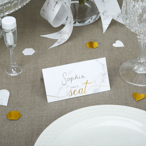 Place Cards - Scripted Marble - Wedding Confetti Shop