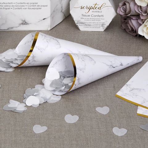 Confetti Cones - Scripted Marble - Wedding Confetti Shop