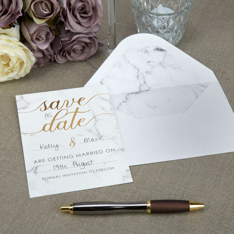 Save The Date - Scripted Marble - Wedding Confetti Shop
