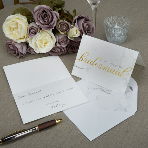 Bridesmaid Cards - Scripted Marble - Wedding Confetti Shop