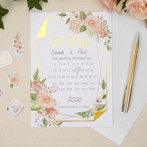 Save The Date - Geo Floral - Wedding Confetti Shop